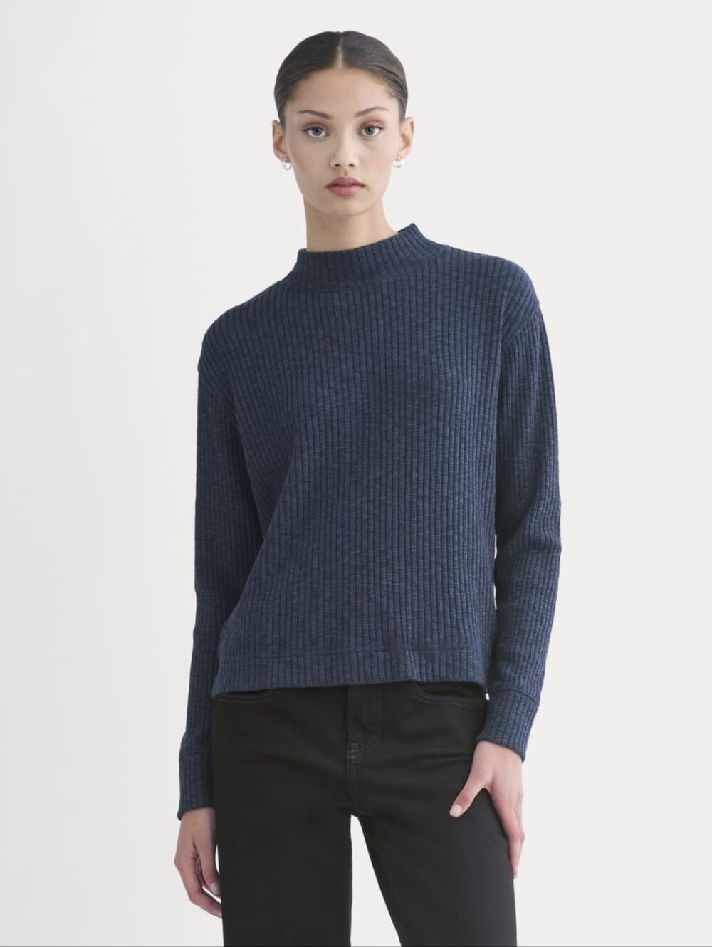 Everlane The Cozy Rib Funnel-Neck | Navy